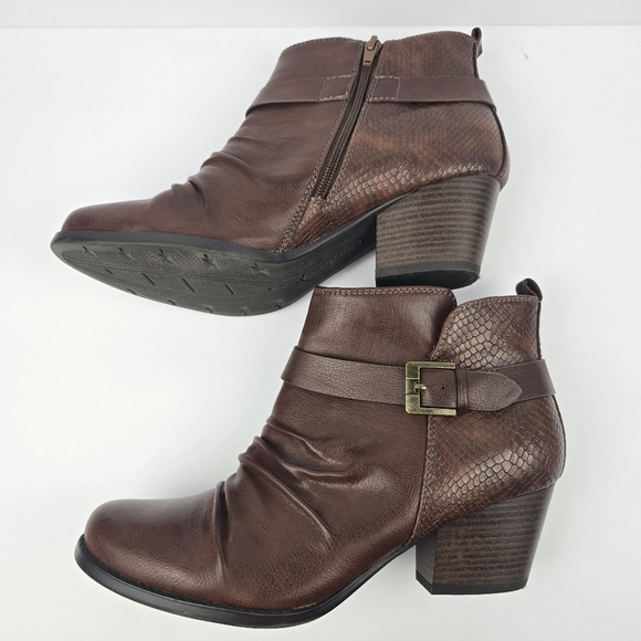 Baretraps Rebel Block Heel Booties Brown Womens Size 10 Boots Shoes - Picture 5 of 12
